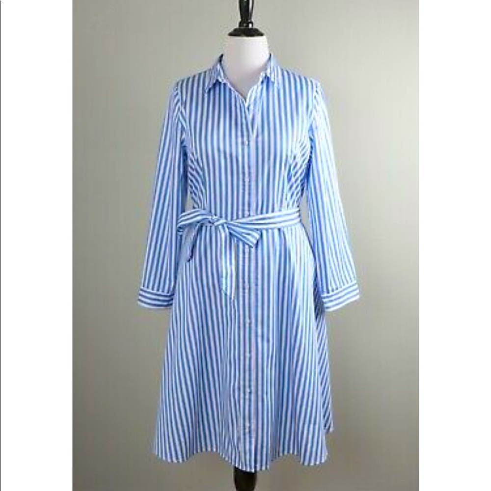 TALBOT’S CLASSIC POPLIN SHIRTDRESS - VERTICAL STRIPE Size 14